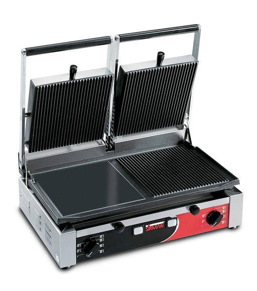 <img src="https://cdn.shopify.com/s/files/1/0084/6109/0875/products/34A3631105SI.jpg?v=1571502529" alt="Sirman PD Series Large Panini Grill with Timer">
