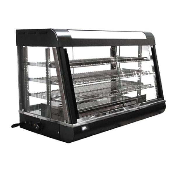 <img src="https://cdn.shopify.com/s/files/1/0084/6109/0875/products/FW-2-1_2.jpg?v=1572108625" alt="Omcan Display Warmer, Adjustable Trays, Glass On All Sides">